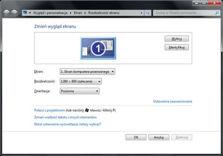 Ustawienia ekranu komputera
